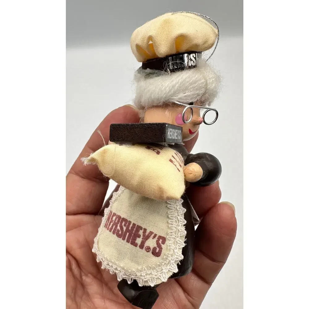 Vintage Kurt 1992 Adler Hershey’s Christmas Wood Ornaments 4pc Mr. & Mrs. Elf #3